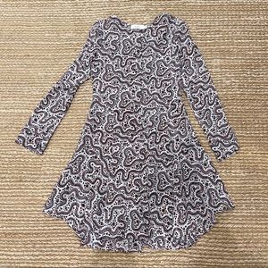 ALC Black & White Pattern Long Sleeve Mini Dress